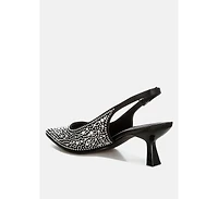 Vernaos Pointed Toe Rhinestone Slingbacks