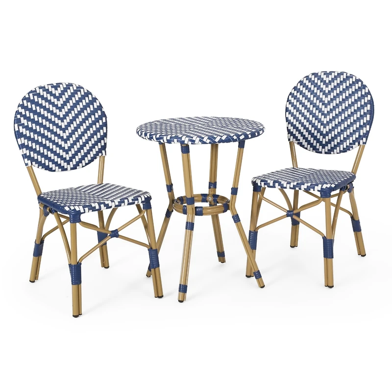 Streamdale Navy & White 3-Piece Bistro Set