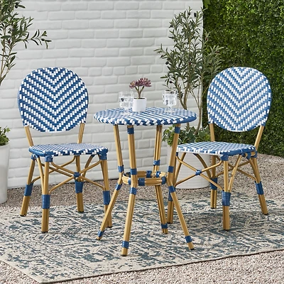 Streamdale Navy & White 3-Piece Bistro Set