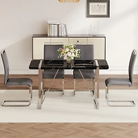 Streamdale Rustic Dining Set Table & 4 Pu Chairs (Black & Silver)