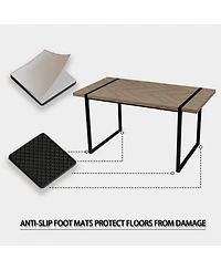 Streamdale Furniture 59" rural industrial rectangular Mdf light wood dining table, 4-6 people, 1.5" thick engineering wood tabletop and black rectangu