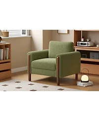Streamdale Oversized Green Accent Chair with Walnut Legs