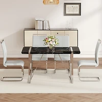 Streamdale Industrial Black Dining Table with 4 Pu Cushion Chairs
