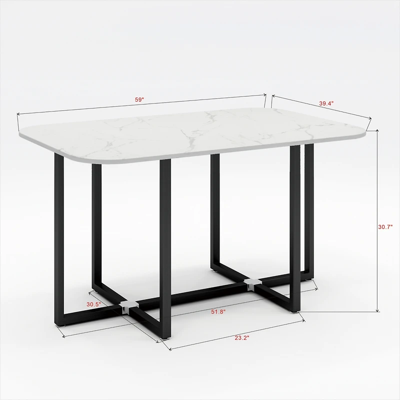 Modern 7 Pieces Dining Table Set, Rectangle Dining Table with 6 Chairs for Dining Room, Kitchen