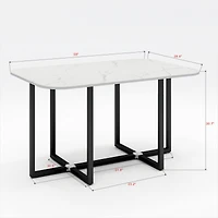 Modern 7 Pieces Dining Table Set, Rectangle Dining Table with 6 Chairs for Dining Room, Kitchen