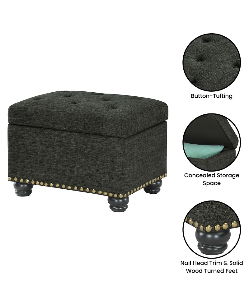 Convenience Concepts 24" Faux Linen 5th Avenue Storage Ottoman