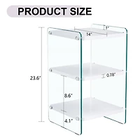 Streamdale Furniture Three levels of bedside tables. The board surface is Mdf, with white stickers, and both sides are transparent tempered glass. The