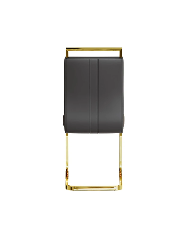 Streamdale Furniture Modern Dining Chairs, Pu Faux Leather High Back Upholstered Side Chair with C-shaped Tube. Plating Golden Metal Legs for Dining R