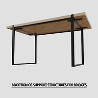Streamdale Furniture 59" Rural Industrial Rectangular Mdf Light Wood Dining Table Set and Pu Armless Dining Chair Set, 4-piece. Kitchen Black Metal Ta