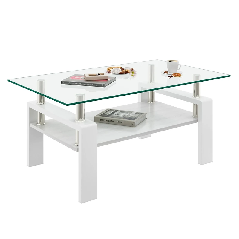 Streamdale Modern Glass Rectangle Coffee Table