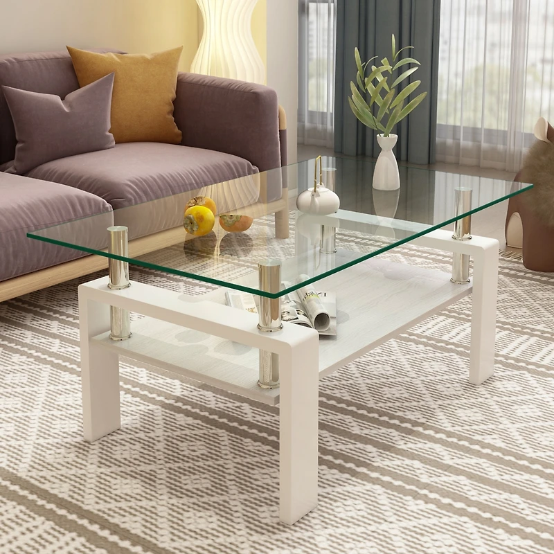 Streamdale Modern Glass Rectangle Coffee Table