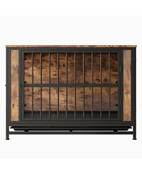 Streamdale Wooden Dog Crate Table 2 Sliding Doors, Iron Frame
