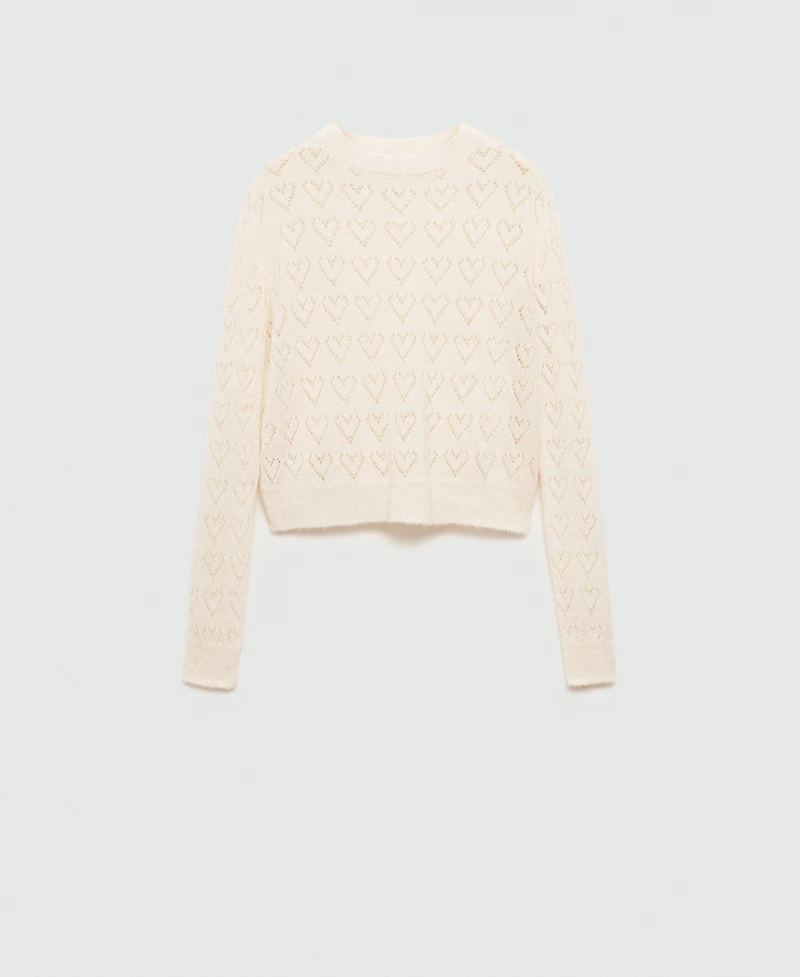 Mango Women's Openwork Heart Details Sweater