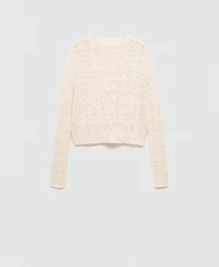 Mango Women's Openwork Heart Details Sweater