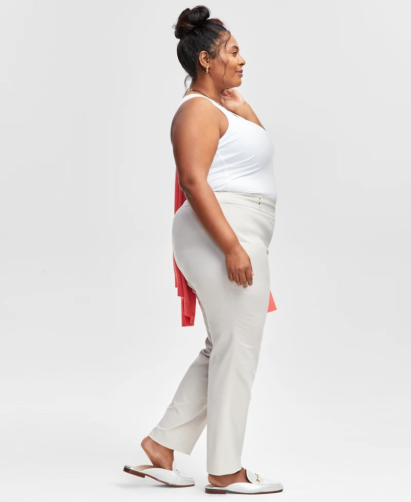 Jm Collection Plus & Petite Plus Size Tummy Control Pull-On Slim-Leg Pants, Exclusively at Macy's