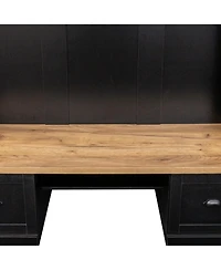 Streamdale 4-in-1 Farmhouse Hall Tree with Wood Bench and Black Hooks
