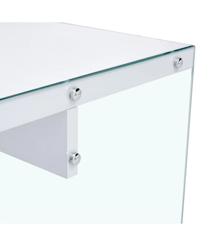 Streamdale Modern Coffee Table Mdf Top, Clear Glass Sides