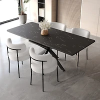 Streamdale Furniture Scalable Dining Table Table Set for 4-8 Person for Dining Room, Curved Backrest Round Upholstered Soft padded armless dining chai