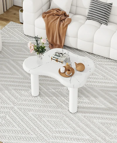 Streamdale Furniture Cloud Coffee Table Classic Modern Marbling Tea Table, Irregular Indoor End Table For Living Room Apartment Free Shape with 3 Legs