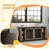 Streamdale Furniture Dog Crate Furniture with Removable Divider for 2 Small Dogs or 1 Large Dog, 71" Modern Dog Kennel Furniture End Table with Storag
