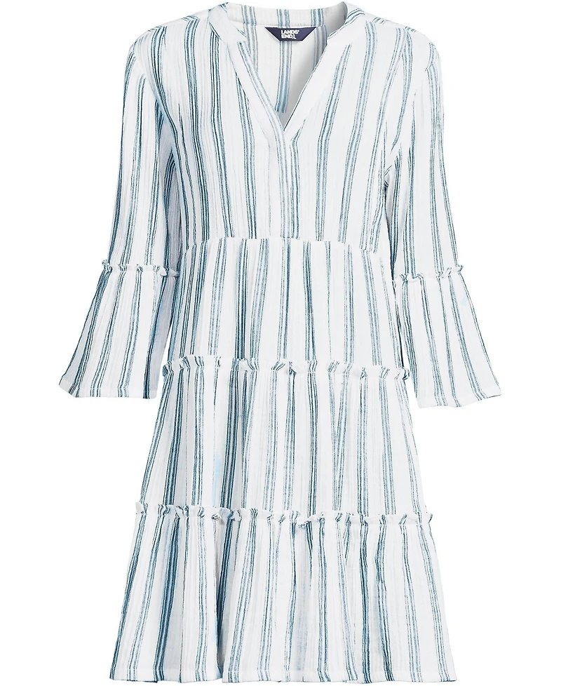 Lands' End Women's Gauze Tiered Dress