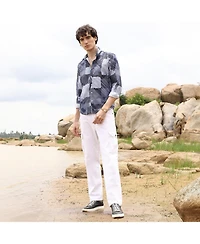 Men's Navy Blue Abstract Block Shirt