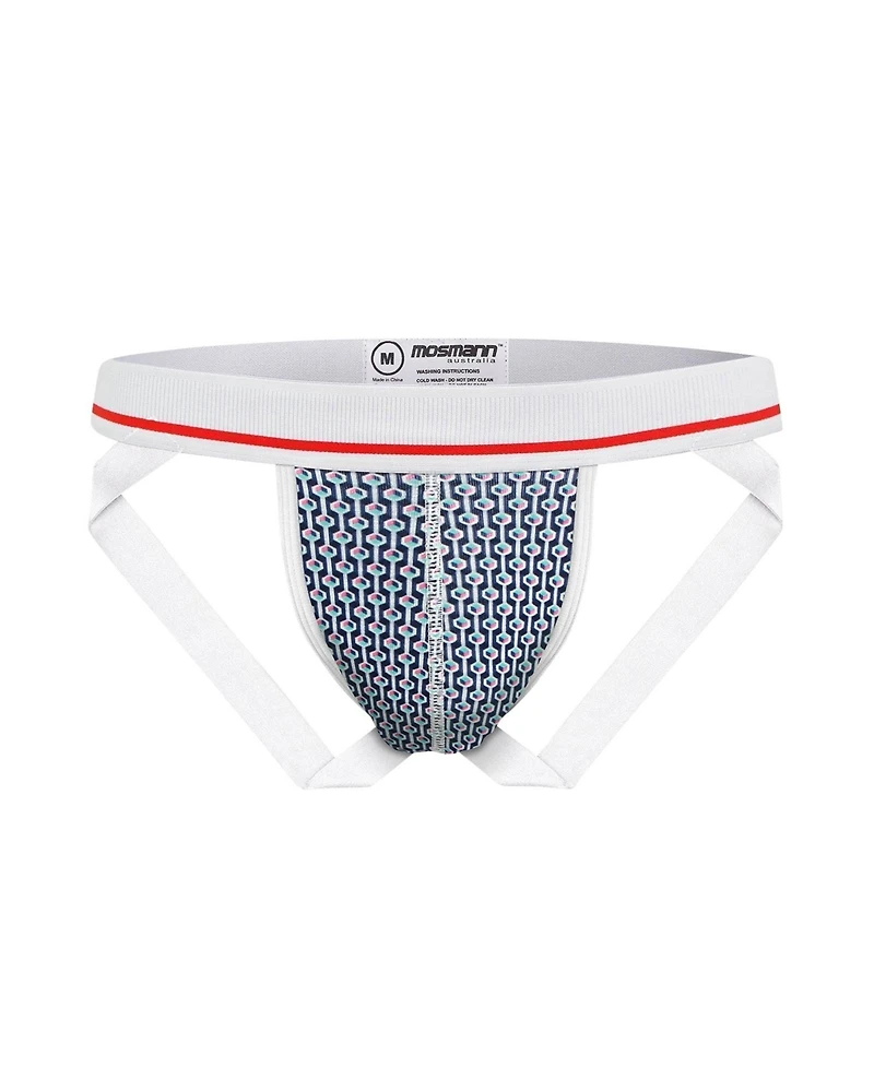 Mens Bamboo Jockstrap - Blue Geometric