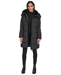 Calvin Klein Women's Hooded Faux-Fur-Lined Midi Puffer Coat