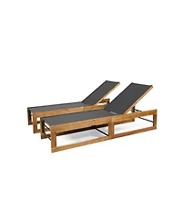 Streamdale Mia Chaise Lounges Breathable Mesh, Acacia Wood, Outdoor Comfort