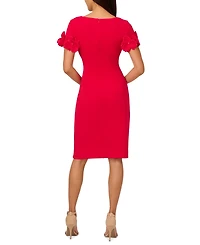 Adrianna Papell Women's Petal-Sleeve Faux-Wrap Crepe Sheath Dress