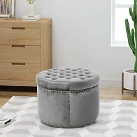 Luxurious Velvet Ottoman with Studded Rim for Comfort and Style