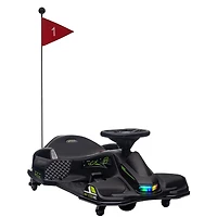 12V Electric Go Kart, 5 Mph Drifting Car, Battery Powered Ride on Toy Outdoor with Slow Start, Music, Colorful Lights, for 8-12 Years Old, Black