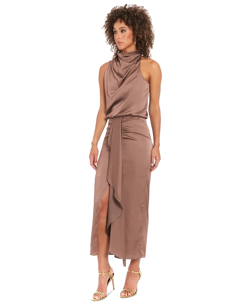 Muse Women's Draped-Front Charmeuse Maxi Skirt