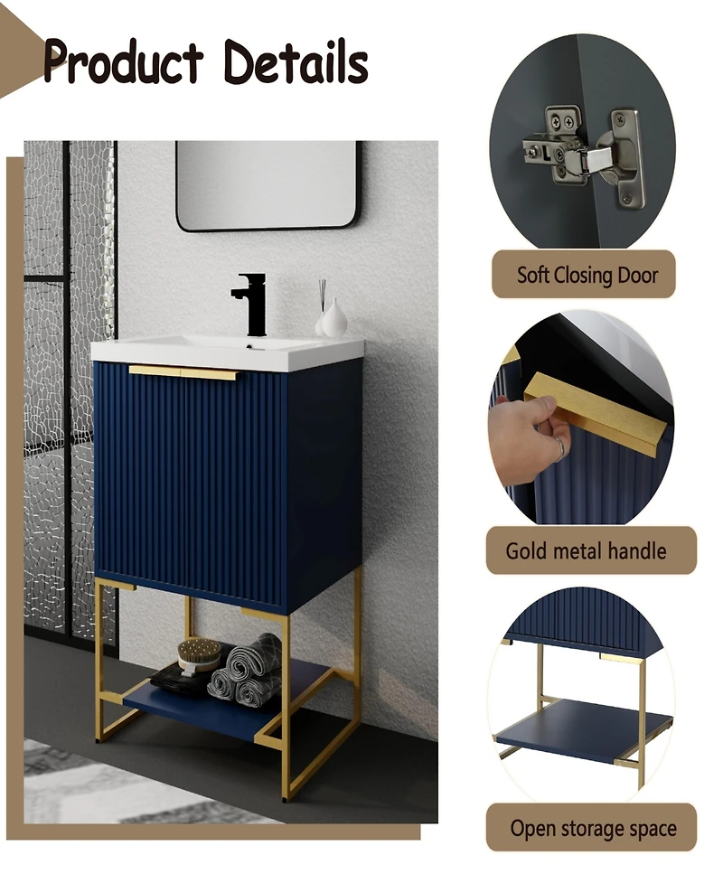 Freestanding Plywood Vanity with Soft-Close Doors and Resin Basin