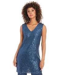 Muse Women's V-Neck Sleeveless Sequin Tunic Top