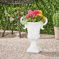 Streamdale Elegant Roman Faux-Stone Planter With Botanical Accents