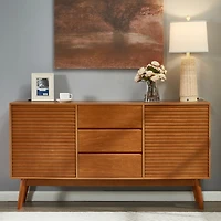 Streamdale Furniture JaydenMax Modern Wood Tv Stand, Entertainment Center for TVs up to 65", Sideboard Buffet Cabinet Credenza, Slatted Media Console