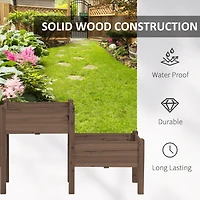 Raised Garden Bed with 3 Planter Box, Elevated Wooden Plant Stand with Drainage Holes, for Vegetables, Herb and Flowers, Coffee