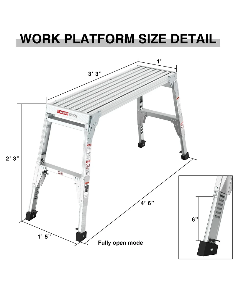 Streamdale Aluminum Work Bench Telescopic, Adjustable Height, Portable