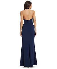 Dress the Population Women's Paige Side-Slit Halter Gown