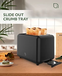 Willow Kitchen 2-Slice Toaster with Wide Slots - Perfect for Toast Bagels, Compact Design, Crumb Tray