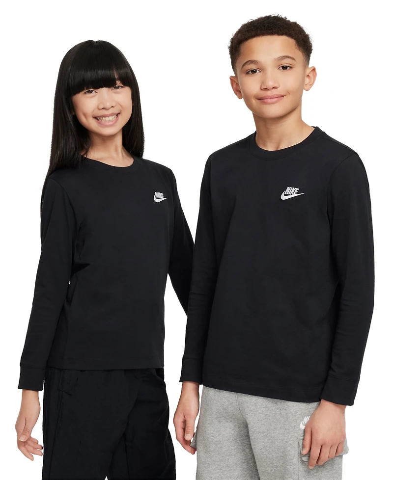 Nike Big Kids Sportswear Logo Embroidered Long-Sleeve T-Shirt