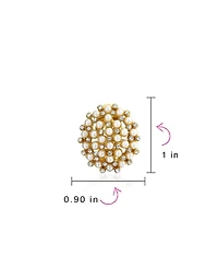 Bling Jewelry Art Deco Geometric Round White Pearl Clip-On Earrings 14K Gold Plated Fashion