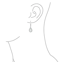 Bling Jewelry Cz Halo Solitaire White Opal Teardrop Pendant & Earrings Jewelry Set