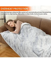 Caromio Twin Size Tie-Dye Pv Plush Sherpa Electric Heated Throw Blanket, 62" x 84"