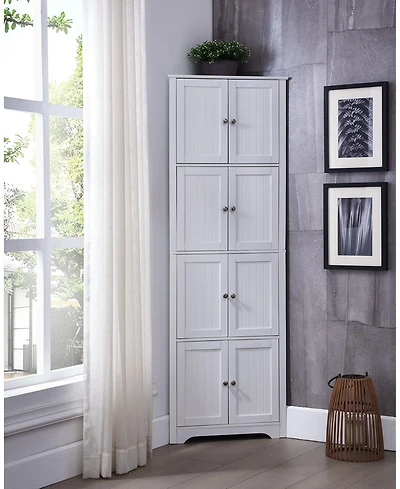 Kings Brand Furniture - Lyons 4-Tier 68" Corner Kitchen Pantry Storage Cabinet with 8 Doors