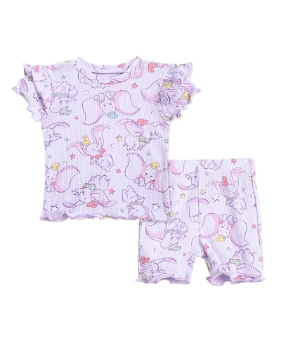 Bambi Baby Girls Disney Winnie the Pooh Minnie Mouse Lilo & Stitch Peplum T-Shirt and Bike Shorts Outfit Set Newborn to