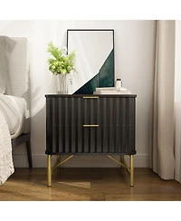 2-Drawer Nightstand with Metal Base