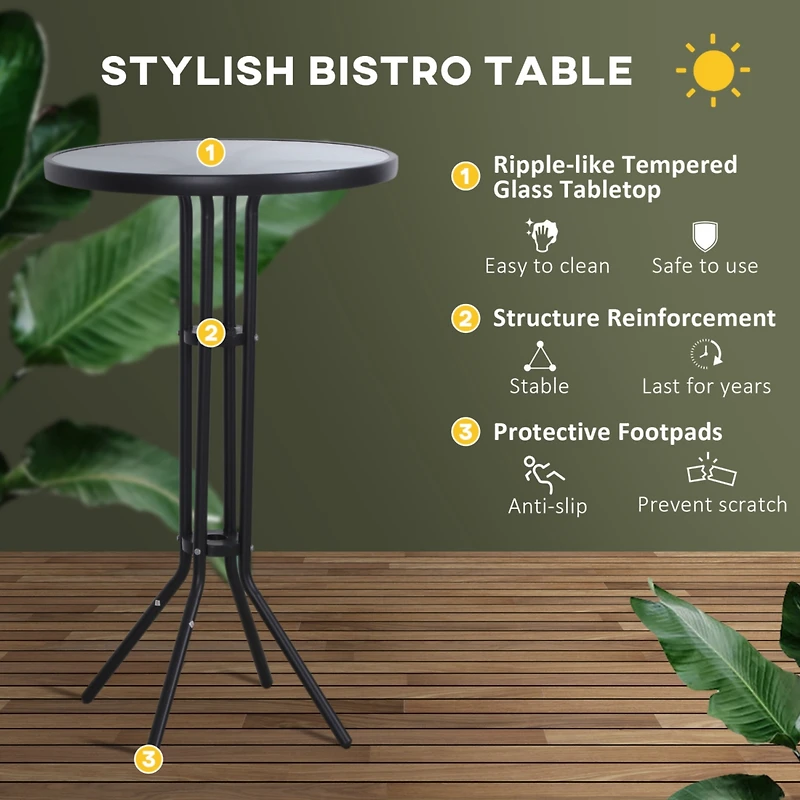 3 Piece Bar Height Outdoor Bistro Set for 2, Round Patio Pub Table 2 Bar Chairs with Comfortable Design & Strong Build, Tan