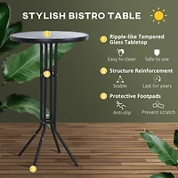3 Piece Bar Height Outdoor Bistro Set for 2, Round Patio Pub Table 2 Bar Chairs with Comfortable Design & Strong Build, Tan